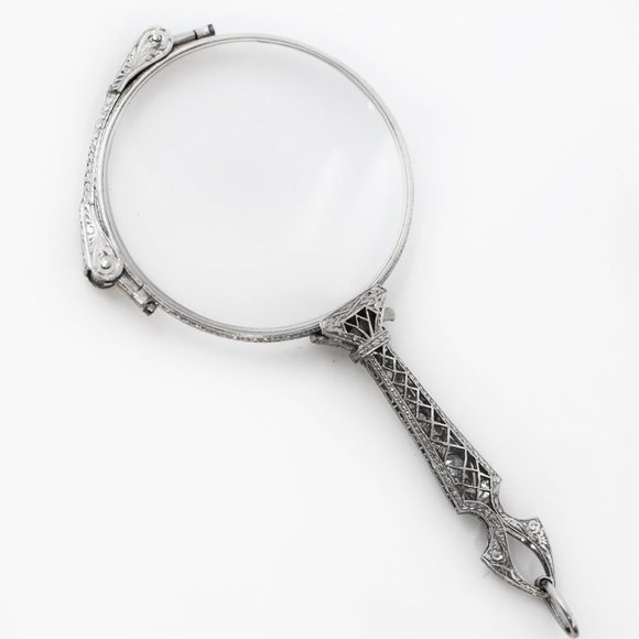 ART DECO Platinum Diamond Lorgnette Opera Glasses - Picture 3 of 5